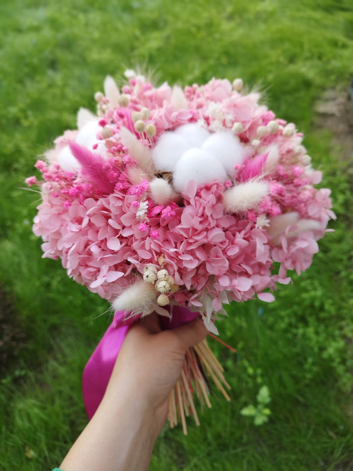 Buchet Mireasa cu Flori Criogenate si Plante Uscate